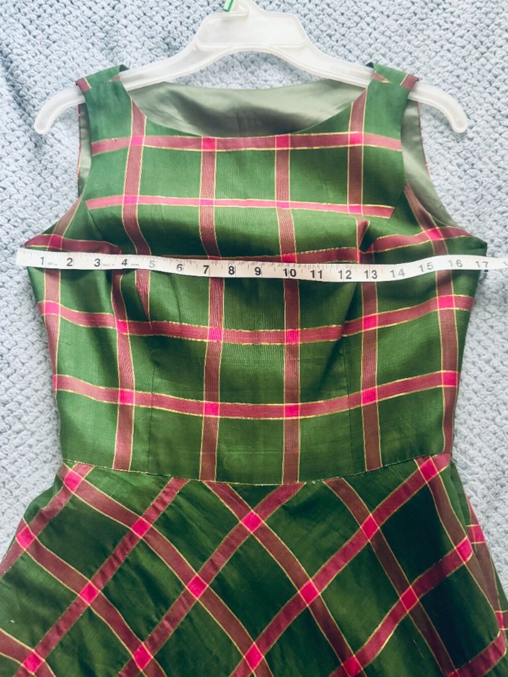 Vintage Plaid Custom Made Maxi Dress Size 4-6 - Picture 10 of 14